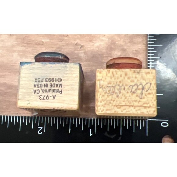 Small Wooden Rubber Stamp With Festive Ornament Designs A-973 PSX - Picture 5 of 6